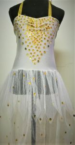 Kids Costumes to Hire - White top with gold sequin & netting- GIRL